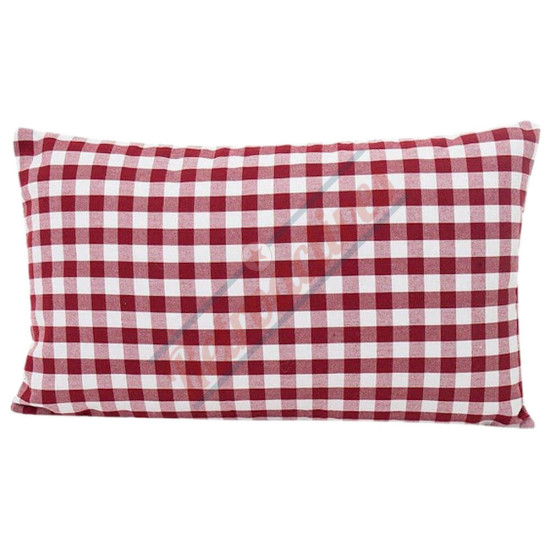 Gingham Plaid - Small Check Red and White - Double Sided - Rectangular - Decorative Throw Pillow