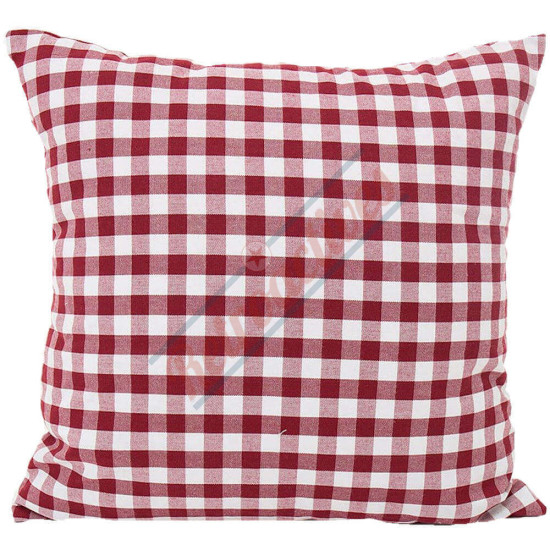 Gingham Plaid - Small Check Red and White - Double Sided - Decorative Throw Pillow