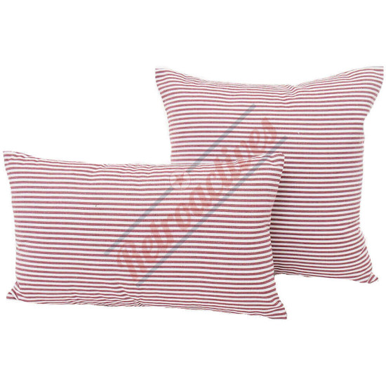 Vintage Ticking Stripe - Red and White - Double Sided - Rectangular - Decorative Throw Pillow