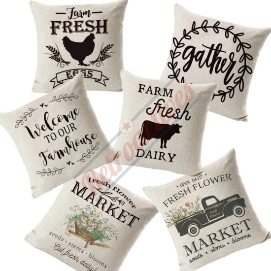 Fresh Flower Market Sign - Farmhouse Style - Decorative Throw Pillow