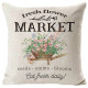 Fresh Flower Market Sign - Farmhouse Style - Decorative Throw Pillow