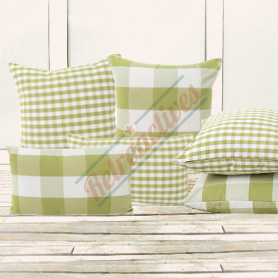 Buffalo Check Gingham Plaid Pear Green and White Double Sided