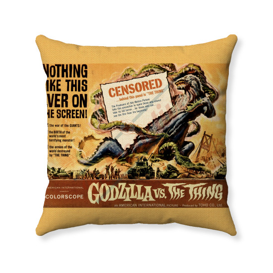 1964 Godzilla V  The Thing  - Movie Poster - Decorative Throw Pillow Cover