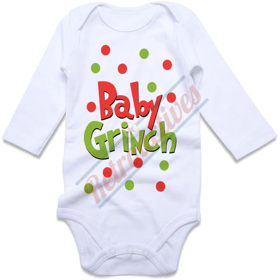 Baby Grinch Infant and Toddler Bodysuit - Cotton Onesie - Long Sleeve - Many Sizes