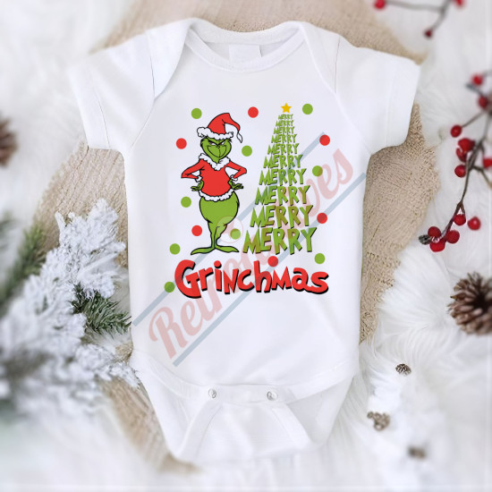 Merry Grinchmas Infant and Toddler Bodysuit - Cotton Onesie - Short Sleeve - Many Sizes