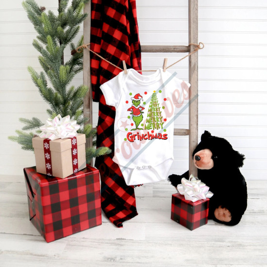 Merry Grinchmas Infant and Toddler Bodysuit - Cotton Onesie - Short Sleeve - Many Sizes