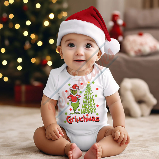 Merry Grinchmas Infant and Toddler Bodysuit - Cotton Onesie - Short Sleeve - Many Sizes