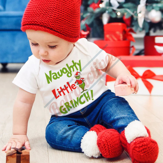 Naughty Little Grinch Infant and Toddler Bodysuit - Cotton Onesie - Short Sleeve - Many Sizes