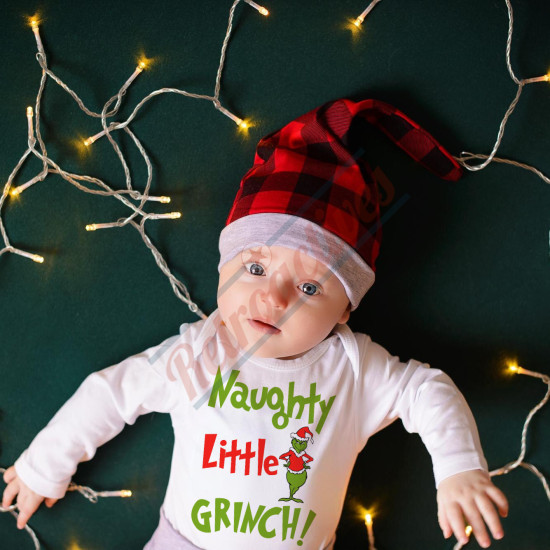 Naughty Little Grinch Infant and Toddler Bodysuit - Cotton Onesie - Long Sleeve - Many Sizes