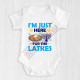 I'm Just Here For The Latkes - Humorous Hanukkah Infant and Toddler Bodysuit - Cotton Onesie - Short Sleeve - Many Sizes