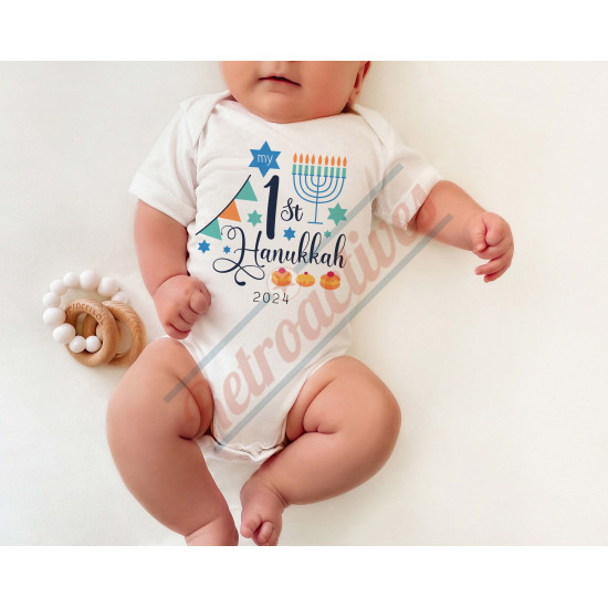 My 1st Hanukkah Infant and Toddler Bodysuit - Cotton Onesie - Long Sleeve - Many Sizes