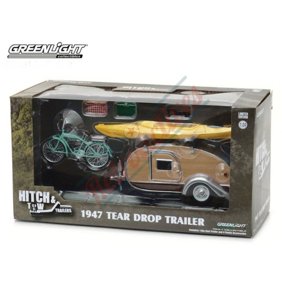 1947 Teardrop Trailer Hitch and Tow Trailer Greenlight 1:24 Series