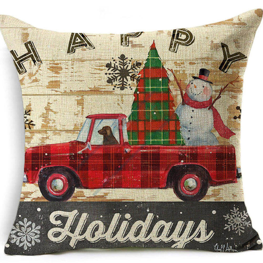 Old red clearance truck christmas pillow