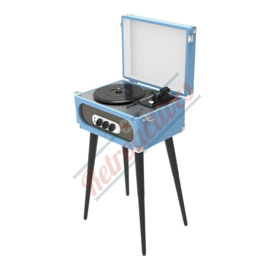 Sylvania Bluetooth Retro Turntable with Stand FM Radio-Blue