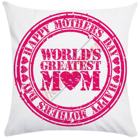 World's Greatest Mom - Pink Distressed Stamp Decorative Throw Pillow