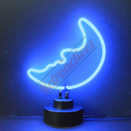 Crescent Blue Moon Neon Sculpture