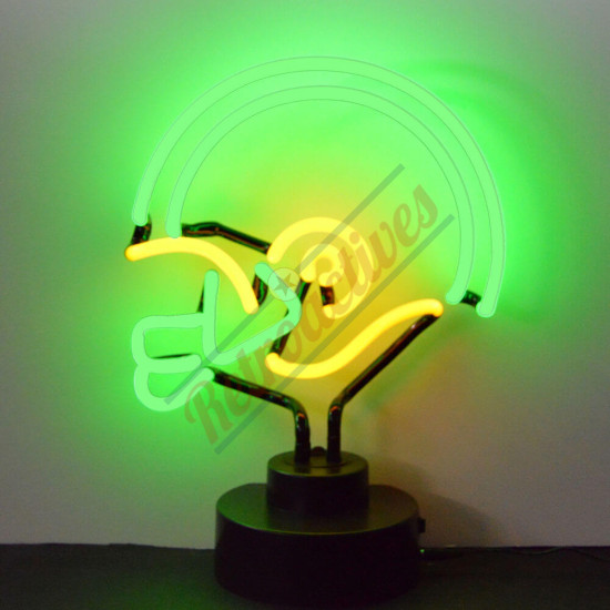 Football Helmet Green and Yellow Neon Sculpture