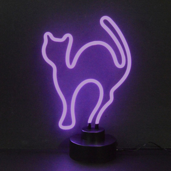 Purple Cat Halloween Neon Sculpture