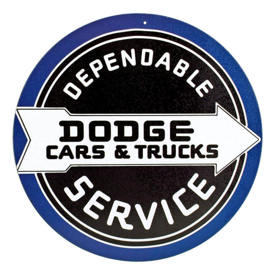 Dependable Dodge Cars And Trucks Round Tin Sign